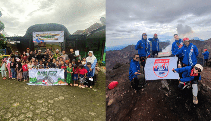 sebelum-mendaki-gunung-raung,-kpa-jne-lakukan-kegiatan-sosial-di-desa-wonorejo