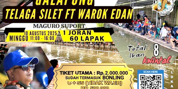 Event ‘Galapung Telaga Silet feat Warok Edan’, 60 Lapak 1 Joran, 10 Agustus 2025