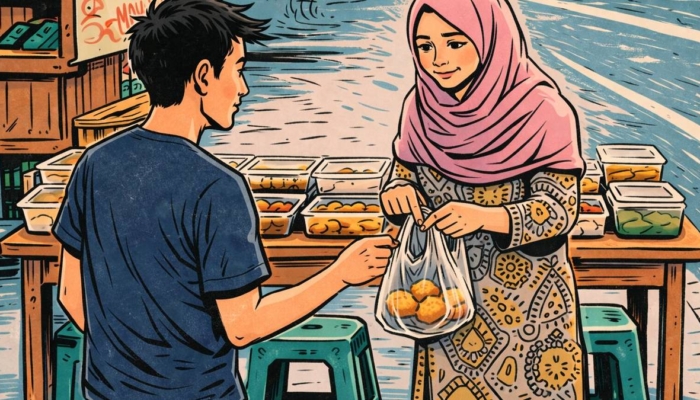 senyum-ibu-ibu-yang-jualan-takjilnya-tidak-habis