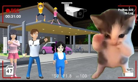 Yuta Mio Panik CCTV Merekam KUCING KICAU MANIA Di Depan Rumah 😱| Sakura School Simulator
