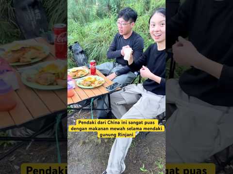 Reaksi pendaki china lihat makakan mewah di Rinjani #rinjani #hiking #mountains #travel #fypシ