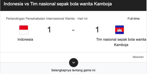 Indonesia vs Kamboja Berakhir Imbang 1-1