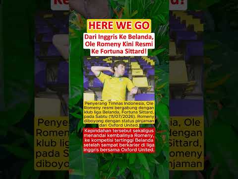 AKHIRNYA‼️Dari Inggris Ke Belanda, Ole Romeny Kini Resmi Ke Fortuna Sittard