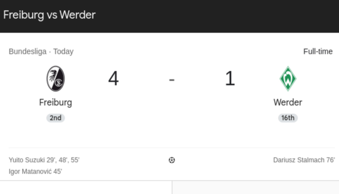 hasil-freiburg-vs-werder-bremen:-yuito-suzuki-hat-trick,-freiburg-menang-4-1
