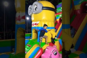 Terlempar saat version kicau mania di balon minion. #fyp #istanabalon #minions