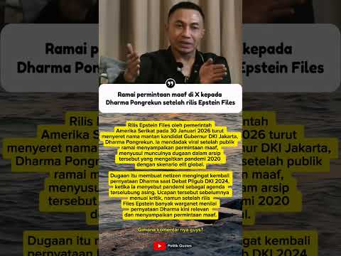 Nama Dharma Pongrekun terseret usai rilis Epstein Files AS. Publik bereaksi